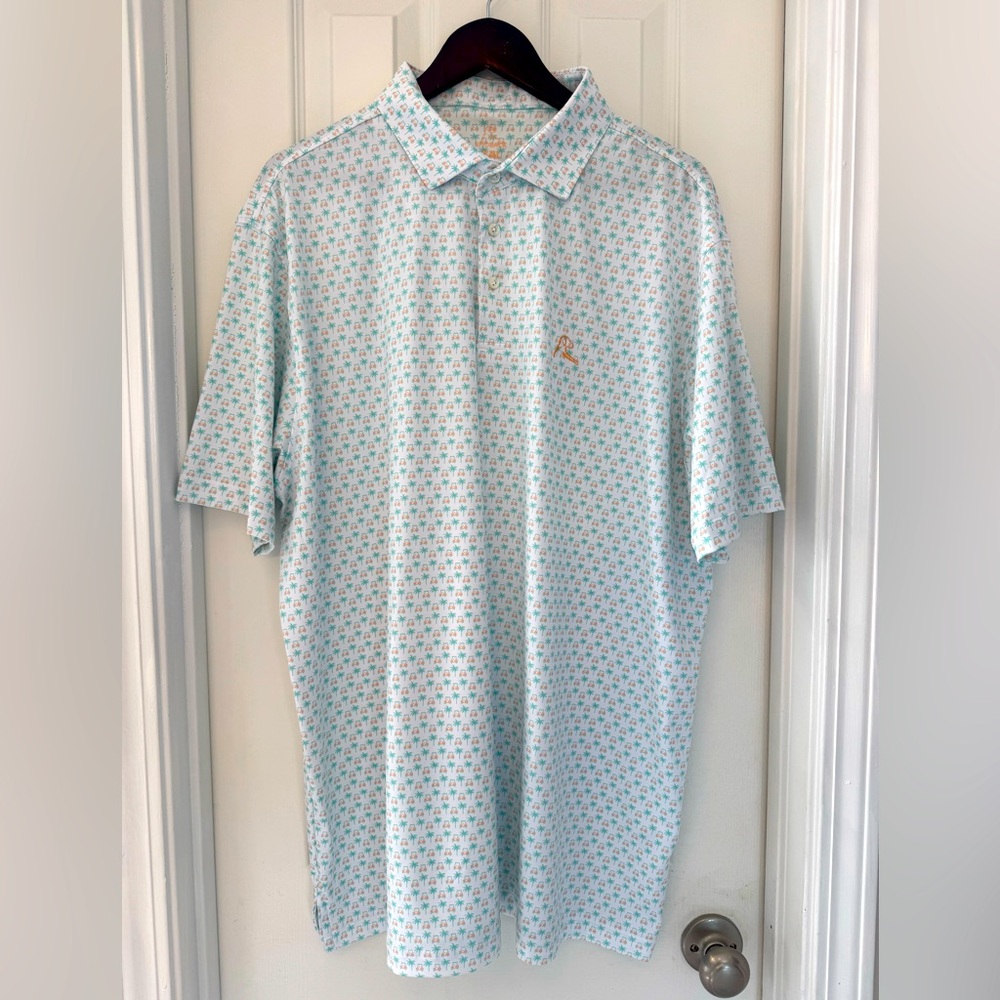 Men’s Rhoback Short Sleeve Performance Polo XXL - “Koopa” golf carts & palms 🌴⛳️
